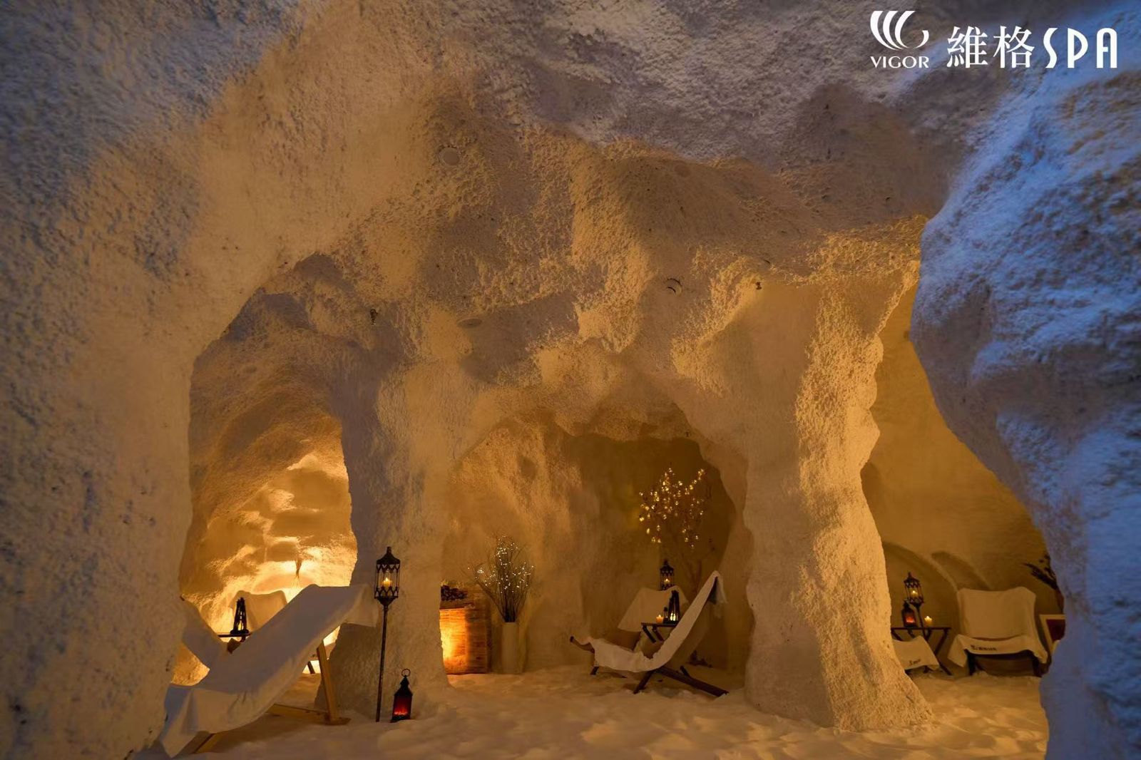 Salt cave warm lighting