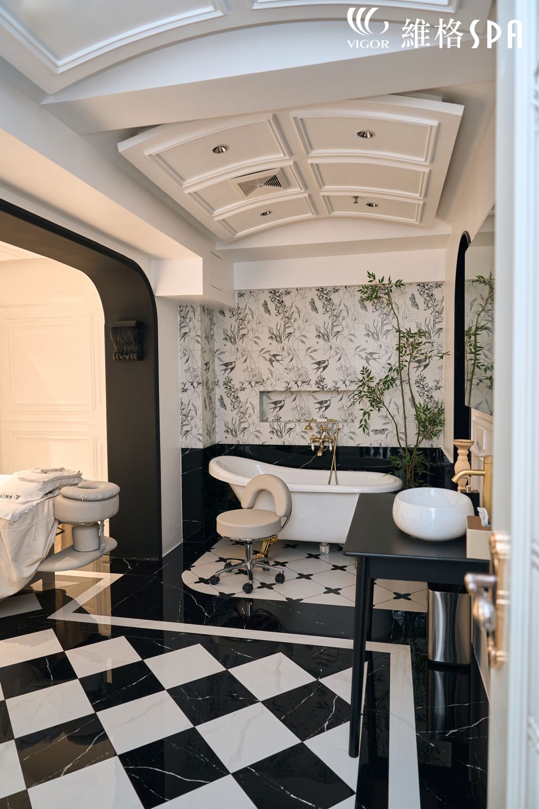 Parisian SPA architectural detail with ornate frame